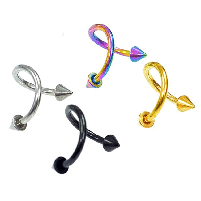 ボディピアス 16G 1.2mm 内径8mm スパイク径3mm スパイク スパイラルバーベル サージカルステンレス へそピアス 軟骨ピアス ヘリックス 口ピアス ボディーピアス 16ゲージ 1.2mm