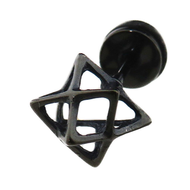 六芒星 ヘキサグラム ボディピアス 16G 1.2mm フェイクプラグ フェイクバーベル ストレートバーベル 軟骨ピアス 1個売り