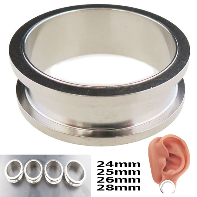 樂天商城 - ボディピアス フレッシュトンネル シルバーカラー 24mm 25mm 26mm 28mm ラージホール ハイゲージ サージカルステンレス 1個売り