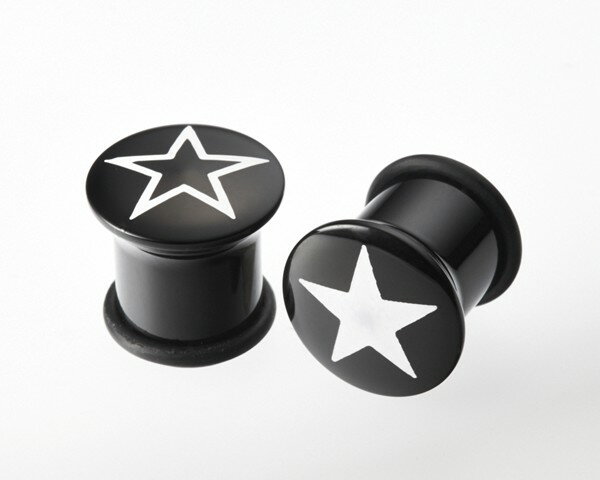 ボディピアス 00G 10mm スター 星 アクリル シングルフレアプラグ ボディーピアス