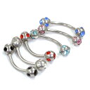 ジュエルボール バナナバーベル/アイブロー/へそピアス サージカルステンレス【16G】(ボディーピアス/ボディピアス)イヤーロブ/トラガス/インナーコンク/ナベル/ネイプ/ボディピアス/16ゲージ(1.2mm)