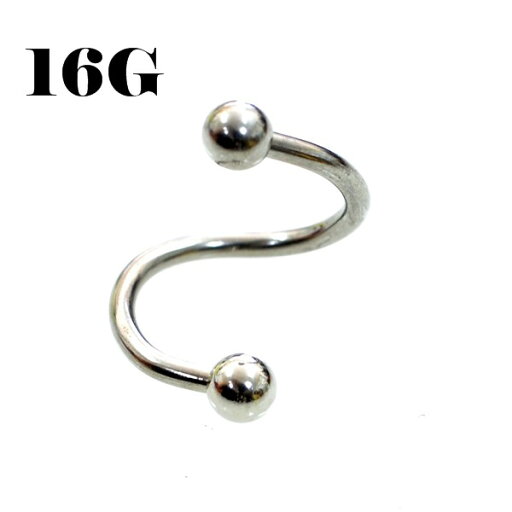 スパイラルバーベル サージカルステンレス【16G】【内径10mm/ボール径3mm】へそピアス/軟骨ピアス/ヘリックス/口ピアス・ボディピアス/ボディーピアス/16ゲージ/1.2mm スパイラルバーベル サージカルステンレス【16G】【内径10mm/ボール径3mm】へそピアス/軟骨ピアス/ヘリックス/口ピアス・ボディピアス/ボディーピアス/16ゲージ/1.2mm