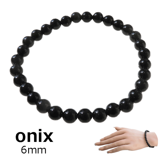 オニキス パワーストーン 天然石 ラウンドビーズ ブレスレット 黒瑪瑙 黒メノウ 6mm 才能の開花　お守..