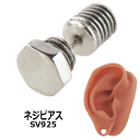 シルバーピアス ピアス シルバー925 ネジピアス ボルト ネジ ナット スタッドピアス ピアス ユニセックス ロック パンク 片耳1個売り Sサイズ 01
