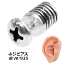シルバーピアス ピアス シルバー925 ネジピアス ボルト ネジ ナット スタッドピアス シルバー925ピアス ユニセックス ロック パンク 片耳1個売り Sサ...