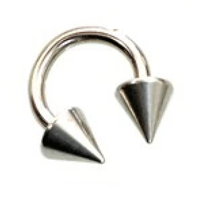 ボディピアス サーキュラーバーベル シルバーカラー 16G スパイクコーン サージカルステンレス