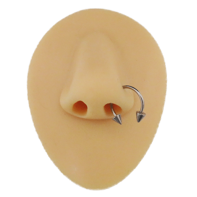 ボディピアス サーキュラーバーベル シルバーカラー 16G スパイクコーン サージカルステンレス