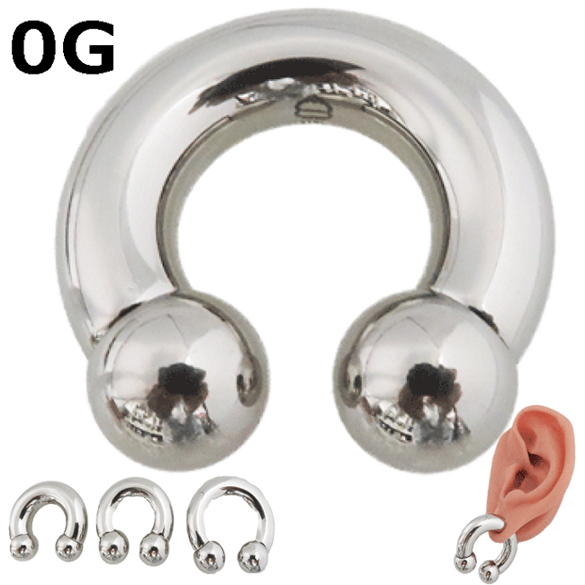ボディピアス 0G 8mm サーキュラーバーベル サージカルステンレス 片側インターナリー片耳一個売り