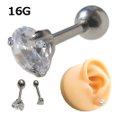 ボディピアス ジュエル 立て爪 ストレートバーベル 軟骨ピアス 16G ステンレス 3mm 5mm(4)