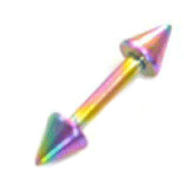 ボディピアス 軟骨ピアス 16G 1.2mm スパイク ストレートバーベル レインボーカラー サージカルステンレス