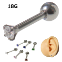 ボディピアス ストレートバーベル 18G 軟骨ピアス ジュエル 2mm シルバーカラー サージカルステンレス(4)