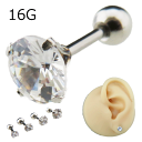 ボディピアス ジュエル ストレートバーベル 軟骨ピアス 16Gステンレス 16ゲージ 1.2mm