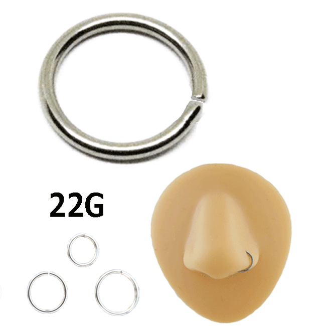 鼻ピアス ハナピアス シームレスリング 鼻 耳 22G 0.6mm リング 内径6mm 8mm 10mm ノストリル 軟骨ピアス イヤーロブ ボディピアス ボディーピアス 1個売り