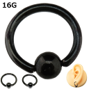 【楽天スーパーSALE 50%OFF】ボディピアス キャプティブビーズリング ブラック 16G 1.2mm サージカルステンレス 316L 軟骨ピアス 高級素材高級仕上げ 片耳一個売り(4)