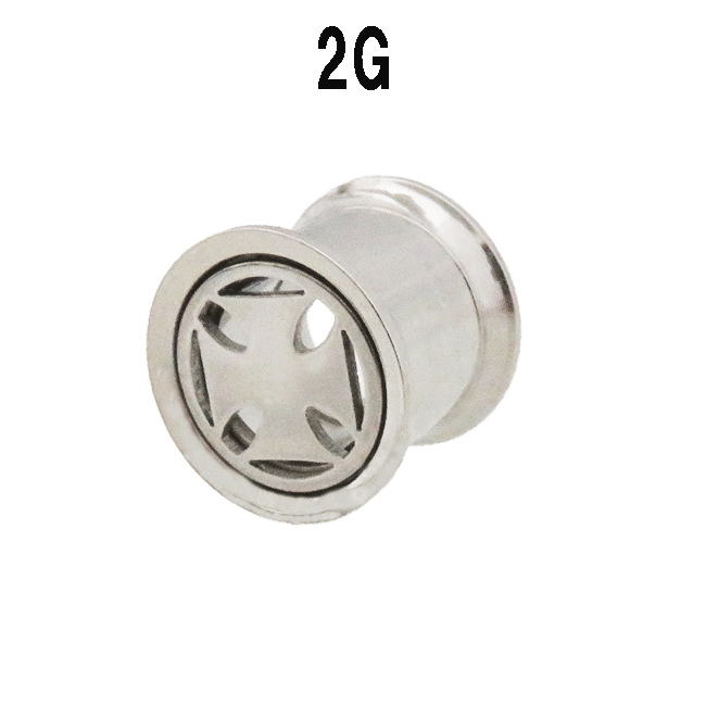 ボディピアス 2G 6mm ダブルフレアアイレット アイアンクロス クロス 十字架 サージカルステンレス316L ボディピアス ボディーピアス