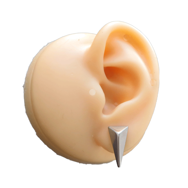 ボディピアス 16G 1.2mm フェイクプラグ フェイクバーベル ストレートバーベル トライアングル シルバーカラー サージカルステンレス 1個売り