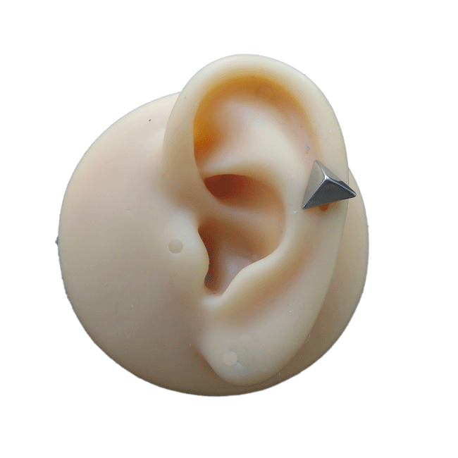 ボディピアス 16G 1.2mm フェイクプラグ フェイクバーベル ストレートバーベル トライアングル シルバーカラー サージカルステンレス 1個売り