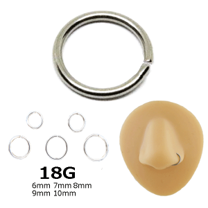鼻ピアス シームレスリング フープ 18G シルバーカラゴールドカラー 6mm 7mm 8mm 9mm 10mm ノストリル ハナピアス 軟骨ピアス イヤーロブ ボディピアス ボディーピアス