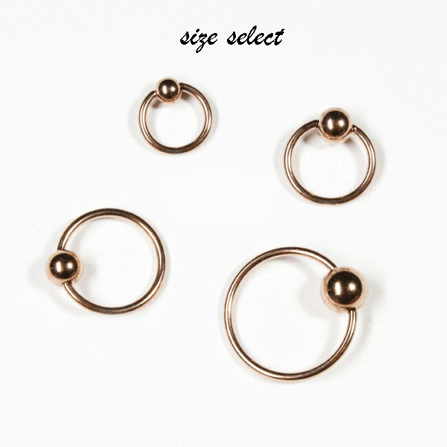 ボディピアス キャプティブビーズリング 18G 1mm カラー;ピンクゴールド　サージカルステンレス ボディーピアス 片耳1個販売