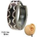 【楽天スーパーSALE 50%OFF】フープピアス リングピアス 外径13mm 幅4mm ブラックボディー 轍 ステンレスピアス 片耳ピアス