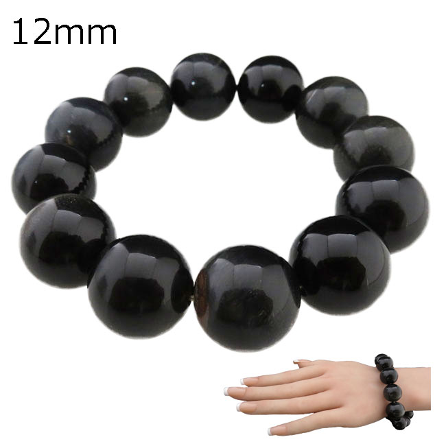 パワーストーン 天然石 ブラックタイガーアイ 黒虎目石 12mm ラウンドビーズ ブレスレット オーダーメ..