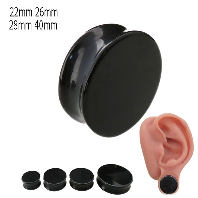 樂天商城 - ボディピアス アクリル プラグ ブラックカラー ネジ無し 22mm 26mm 28mm 40mm