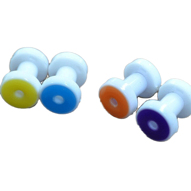 ボディピアス 6G 4mm ツートンカラー アクリル フレッシュトンネル ボディーピアス イヤーロブ アウターコンク トラガス インナーコンク