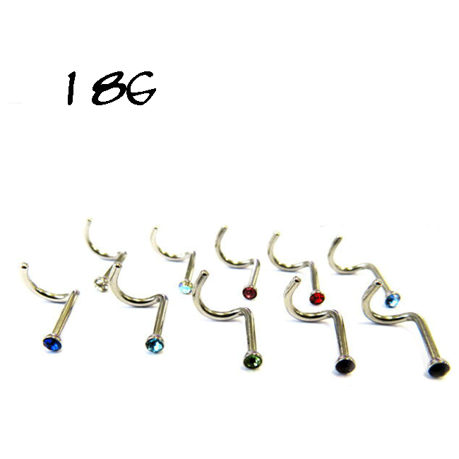 鼻ピアスノーズスクリュージュエルカップ2mm　(ハナピアス) 【18G/1.0mm】選べる10カラー
