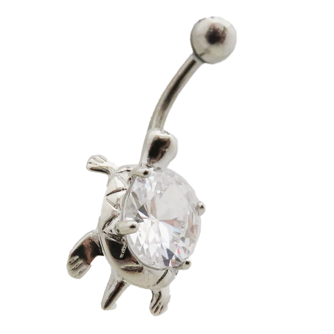 バナナバーベル へそピアス ゴージャスジュエルカメ/亀【14G/1.6mm】サージカルステンレス(ボディーピアス/ボディピアス）イヤーロブ/トラガス/インナーコンク/ナベル/ネイプ/14ゲージ