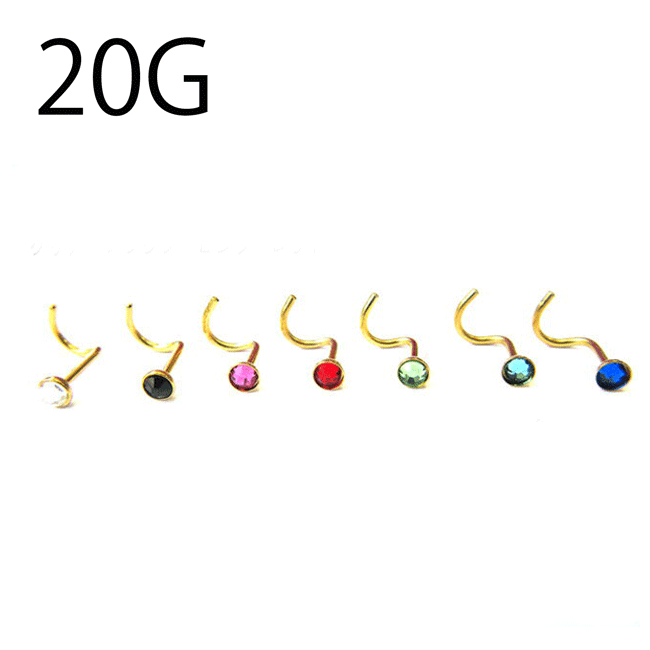 鼻ピアスジュエルカップ3mm ノーズスクリューゴールド【20G】 （ボディピアス/ボディーピアス）