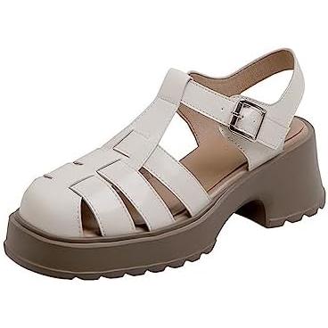 乐天商城 - グルカサンダル サンダル レディース 太ヒール 本革 グラディエーターサンダル 厚底 歩きやすい 痛くない ハイヒール 夏 軽量 通気性