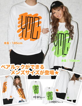【メール便】《ゆまちプロデュース》ギャル ロンt レディース メンズ ストリート tシャツ ロングtシャツ 長袖 無地 シャーベット ペイント ロゴ 韓国 白 ペアルック トップス ビビッド 春 カジュアル ゆったり ギャル服 ブラッククイーン【ゆまち gal cl yumachi oem】