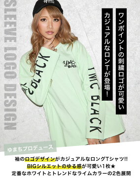 【メール便】《ゆまちプロデュース》ギャル ロンt レディース メンズ ストリート tシャツ ロングtシャツ 長袖 無地 ロゴ 刺繍 イラスト 韓国 白 ライム ペアルック トップス 春 カジュアル ゆったり ギャル服 ブラッククイーン【ゆまち gal cl yumachi reco】