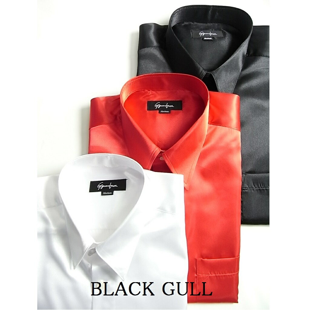 【BLACK GULL】メンズ ステージ衣装 コスチュームロック バンド衣装 男性【品番/デザイン】Y-5264サテンシャツ【送料無料】