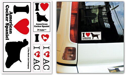 ＜アメリカンコッカー＞I Love ステッカー