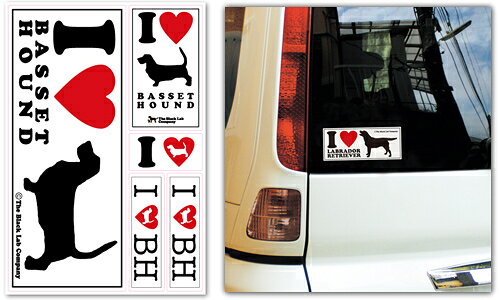 ＜バセット＞I Love ステッカー