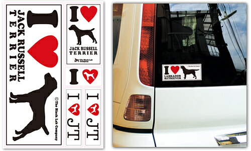 ＜ジャックラッセル2＞I Love ステッカー