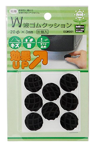 -/20φ/EGW-001・Size:20φ・パッケージ個数:1・商品材質 本体:非移行性EPDMゴム・商品材質 粘着:アクリル系粘着・製造国:日本・サイズ:20φ×3mm・個数:8個入キズ・音・すべり止めに効果UP↑ 耐侯性に優れた非移行性EPDMゴム プリンターに、スピーカーに、FAX付電話に…小型電化製品の防振・すべり止めに W波型ラインで衝撃を吸収、音やキズを防止し、すべり止め効果にも優れています。 各種規制をクリア、環境に配慮した安全な材料を使用しています。