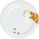 サンアート かわいい食器 「 横から猫 」 とらねこプレート(足跡付) 中皿 直径22cm 白 SAN2505