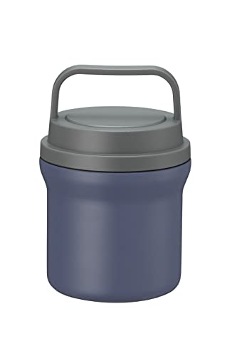 天馬 保温 保冷 真空断熱 食洗機ランチジャー 持ち運びやすいフードジャー グレイッシュブルー 直径10cm×口径8.1cm×高さ15cm