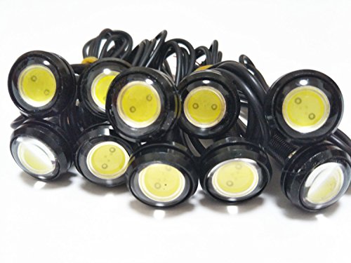 J'z court デイライト LED 防水 イーグルアイ 大玉 23mm 10個セット 12V 埋め込み (ホワイト/ブラックボディー)