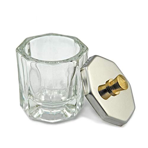 KADS 八角形ネイルダッペンディッシュ フタ付き ガラス製 筆洗いガラス容器 ジェルネイル用筆洗浄