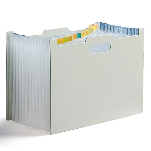 ドキュメントファイル 13ポケット A4 書類ケースドキュメントスタンド ファイルボックス オフィス 整理 書類 収納 自立型 (グレー)