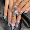 24枚入 ネイルチップ 紫 付け爪 チップ パープル 卒業式 花嫁ネイル ショート可愛い 短め人気チップ レディース ギャル人気 プレゼント セ