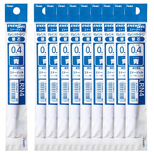 ぺんてる ボールペン替芯 エナージェル 0.4mm XLRN4-C 青 10本
