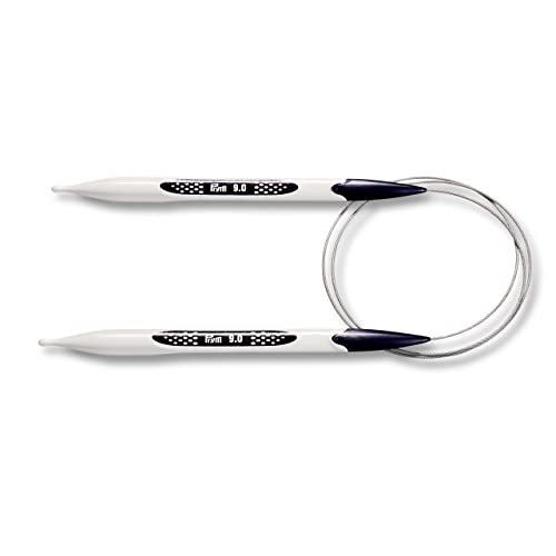 -/-/PRYM_215812-1・パッケージ個数:1・輪針※こちらは全長80cm/9.0mmの販売です。 人間工学に基いて作られた輪針。 針先がしずくのような形となっておりますので、目をすくいやすく編み物がとても快適に行えます♪ 手袋や靴下を編むのにおすすめです♪ 輪針を使うことにより、2本棒針で平編みした物をとじはぎするような手間がなく繋ぎ目を目立たなくさせることが可能です。 また、都度表を見て編むので編み図記号を反転させる必要がなく4本棒針と比べて針の取り回しが楽です。 金属製特有のカチカチとした音も無く、編み物を行うシーズンの冬場も金属製と違い冷たくならないので効率アップします。 使用心地は金属製と竹製の中間の編み地の滑り具合となります。