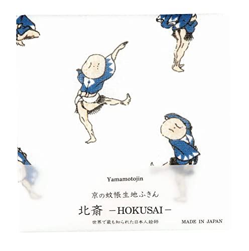 山本仁商店 蚊帳生地ふきん 雀踊り 北斎漫画 【5001】 吸水性に富む 柔らかい 日本製