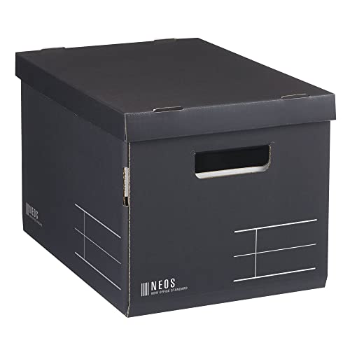 コクヨ(KOKUYO) 収納ボックス NEOS レギュラーサイズ フタ付き ブラック フ-NE983D