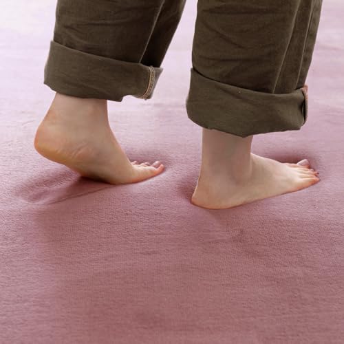 萩原(Hagihara) ラグ ホットカーペットカバー ピンク 直径約185cm 「メレンゲタッチ プレミアム」 低反発 厚手 洗える 撥水 滑