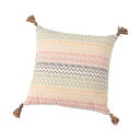 萩原 背当てクッション 約45×45cm 「ハシーナ」 綿100% フサ付き(3)